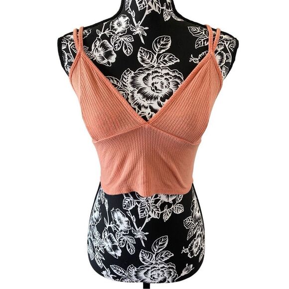 Destined Ribbed Cropped Cami Tank Top Crossback Crop Camisole Sleepwear - Picture 1 of 8